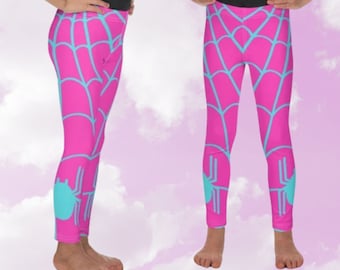 SPIDER GWEN Kid's Leggings Spidergwen tights for girls, girls superhero costume, kids spider costume, Spider Gwen top for girls, bottoms