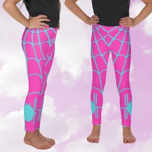スパイダーグウェン 子供用レギンス スパイダーグウェン 女の子用タイツ、女の子用スーパーヒーローコスチューム、子供用スパイダーコスチューム、スパイダーグウェン 女の子用トップス、ボトムス
