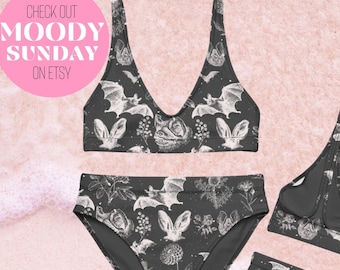 BAT BIKINI Recyklingowane bikini z wysokim stanem kwiat róży Basen Ubranie Indie Kostium kąpielowy Kobiety alternatywny strój kąpielowy alternatywny strój kąpielowy KWIATOWY kostium kąpielowy