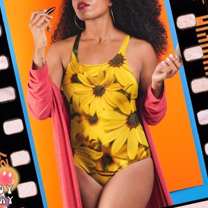 YELLOW DAISY SWIMSUIT One-Piece Swimsuit Yellow Flower pattern Floral swimwear Vibrant Swimsuit Photography Swimsuit Bathing suit Bikini