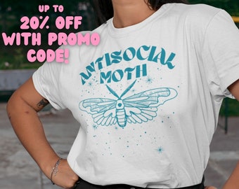 ANTISOCIAL MOTH ⎮ Unisex T-Shirt  / Antisocial Butterfly / Gift for introvert friend / Gift for introverted girlfriend / Gift for Sister