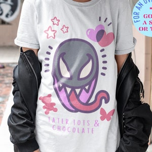 SHE VENOM • Graphic Tee shirt • KAWAII Venom • Cute Comic Tshirt • Girly Sweater • Tater Tots and Chocolate • Graphic Tee • Symbiote Alien