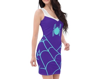 Vestido de sublimación SPIDER GWEN cortado y cosido Traje de Spidergwen para adultos, disfraz de superhéroe, disfraz de araña para mujer, top de Spider Gwen para mujer