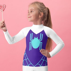 SPIDER GWEN Kids Rash Guard Spidergwen shirt for girls, girls superhero costume, kids spider costume, Spider Gwen top for girls, t-shirt