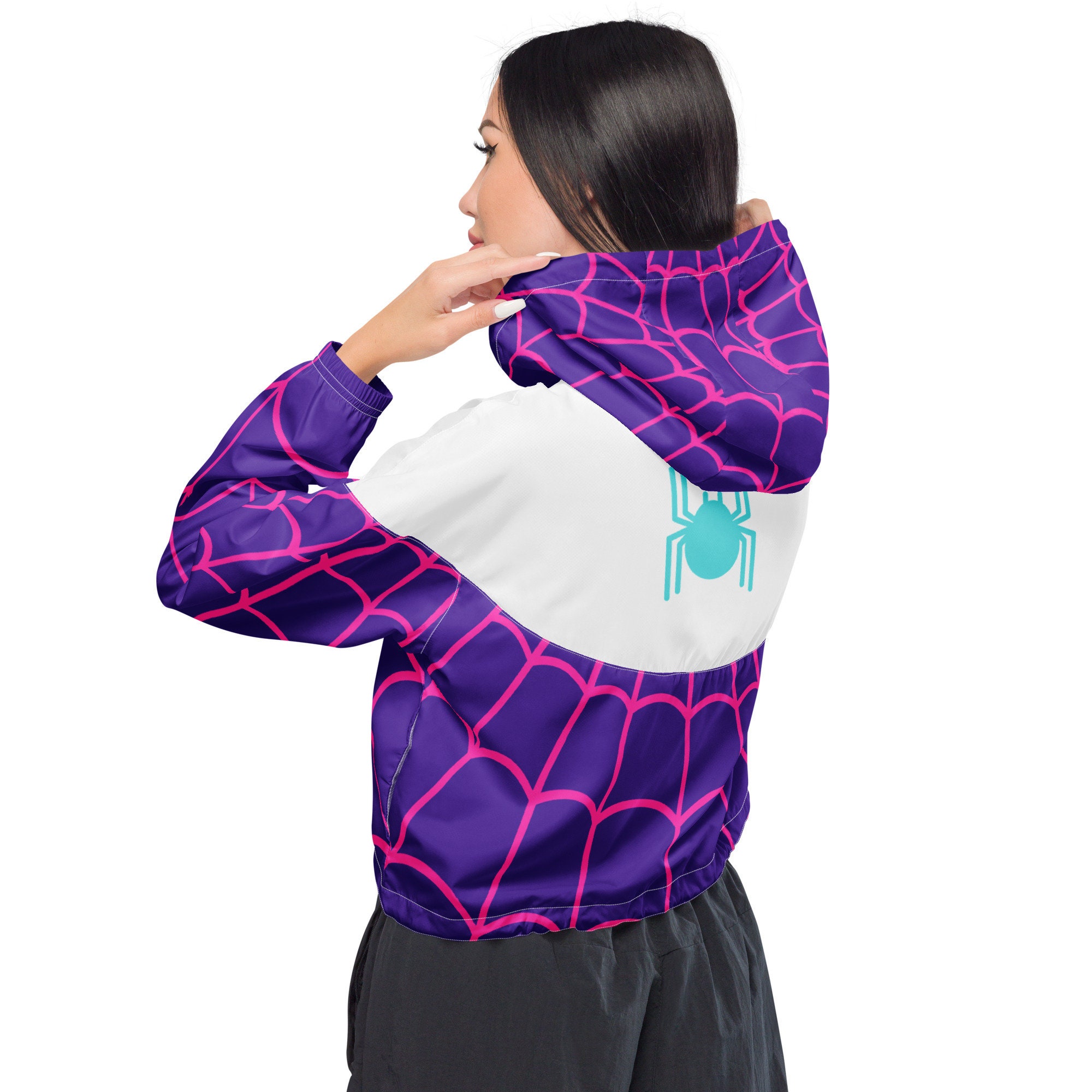SPIDER GWEN Cosplay Costume Women's Cropped Windbreaker