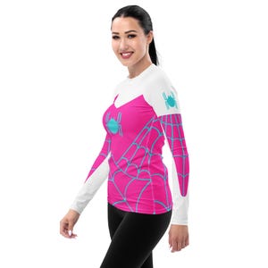 SPIDER GWEN Women&#39;s Rash Guard Spidergwen shirt for adults, ladies superhero costume, spider costume, Spider Gwen top for women, t-shirt