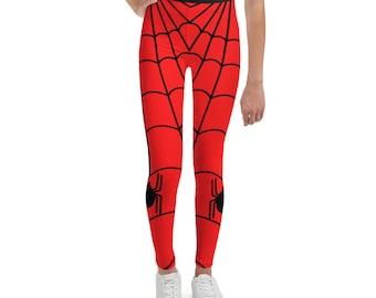 SPIDER GWEN TEEN Youth Leggings Spidergwen tights for girls, girls superhero costume, kids spider costume, Spider Gwen for girls, bottoms