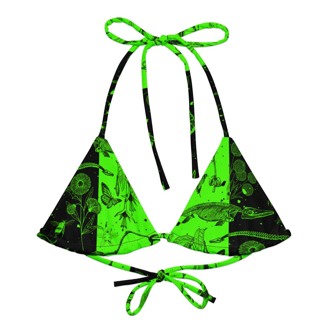 ACID NEON GREEN Fossil String Bikini Top, Skeleton Punk Swimsuit ...