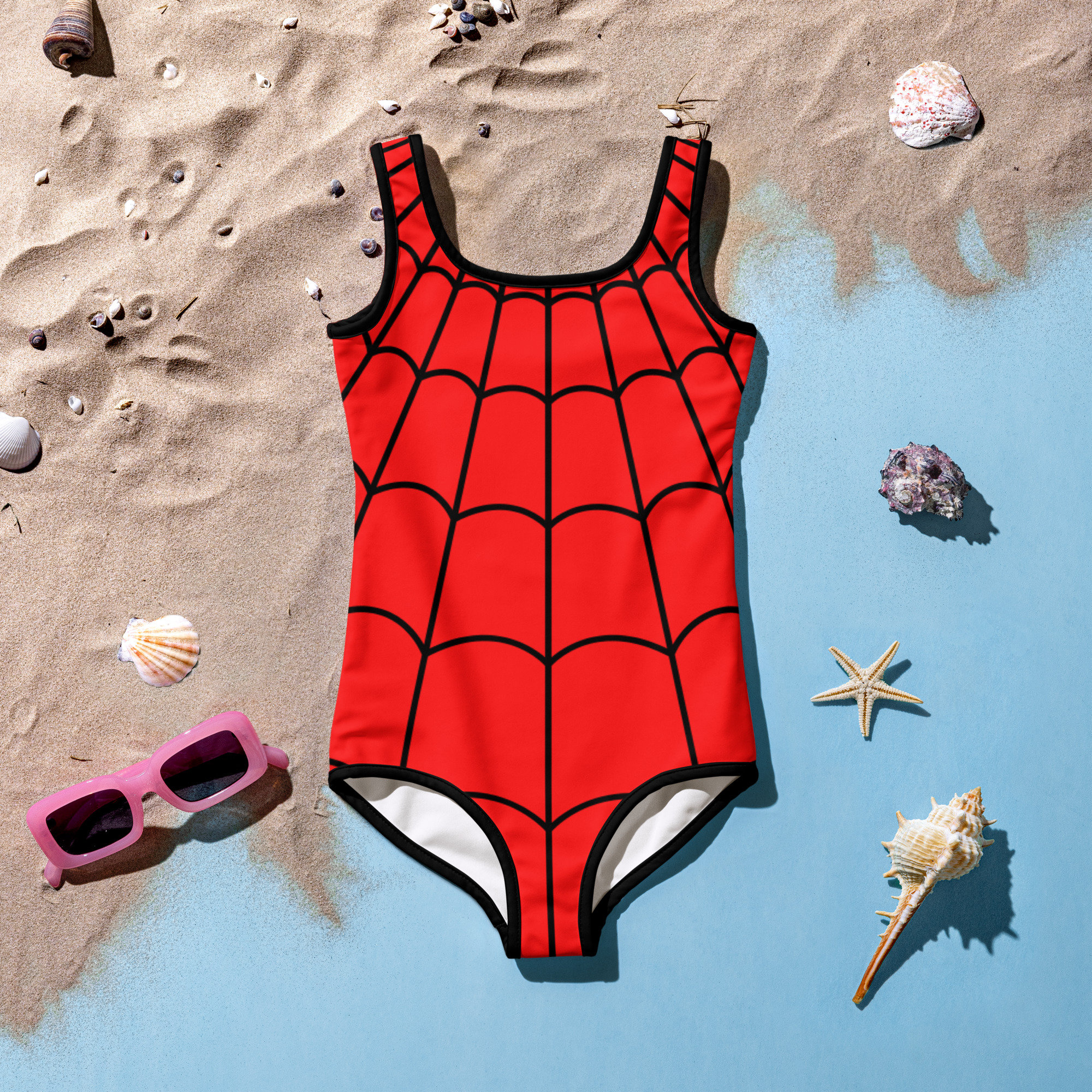 Teen Sizing SPIDER WEB SWIMSUIT All-over Print Youth Swimsuit Red Spider  Girl Spidergwen Gwen Beach Pool Party Superhero Swimsuit, Costume -   Denmark