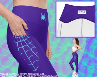Leggings SPIDER GWEN con bolsillos Medias Spidergwen para adultos, disfraz de superheroína, disfraz de araña para mujer, top Spider Gwen para mujer