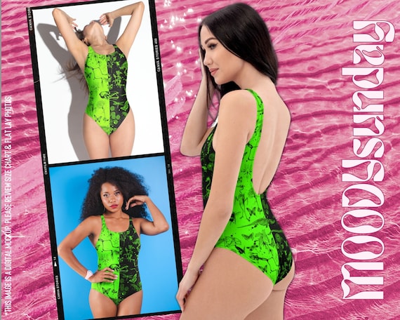 FLORAL DINOSAUR FOSSIL One piece Alt Swimsuit Butterfly Frog Toad