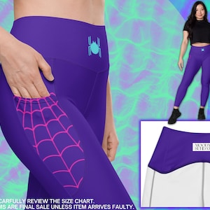 SPIDER GWEN Leggings avec poches collants Spidergwen pour adultes, costume de super-héros, costume d’araignée femme, haut Spider Gwen pour femmes