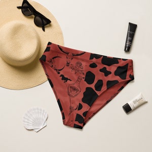 COUNTRY WESTERN COWGIRL high-waisted bikini bottom, Alternative Swimsuit, Burnt Orange swimsuit, bohemian swimming costume, western desert