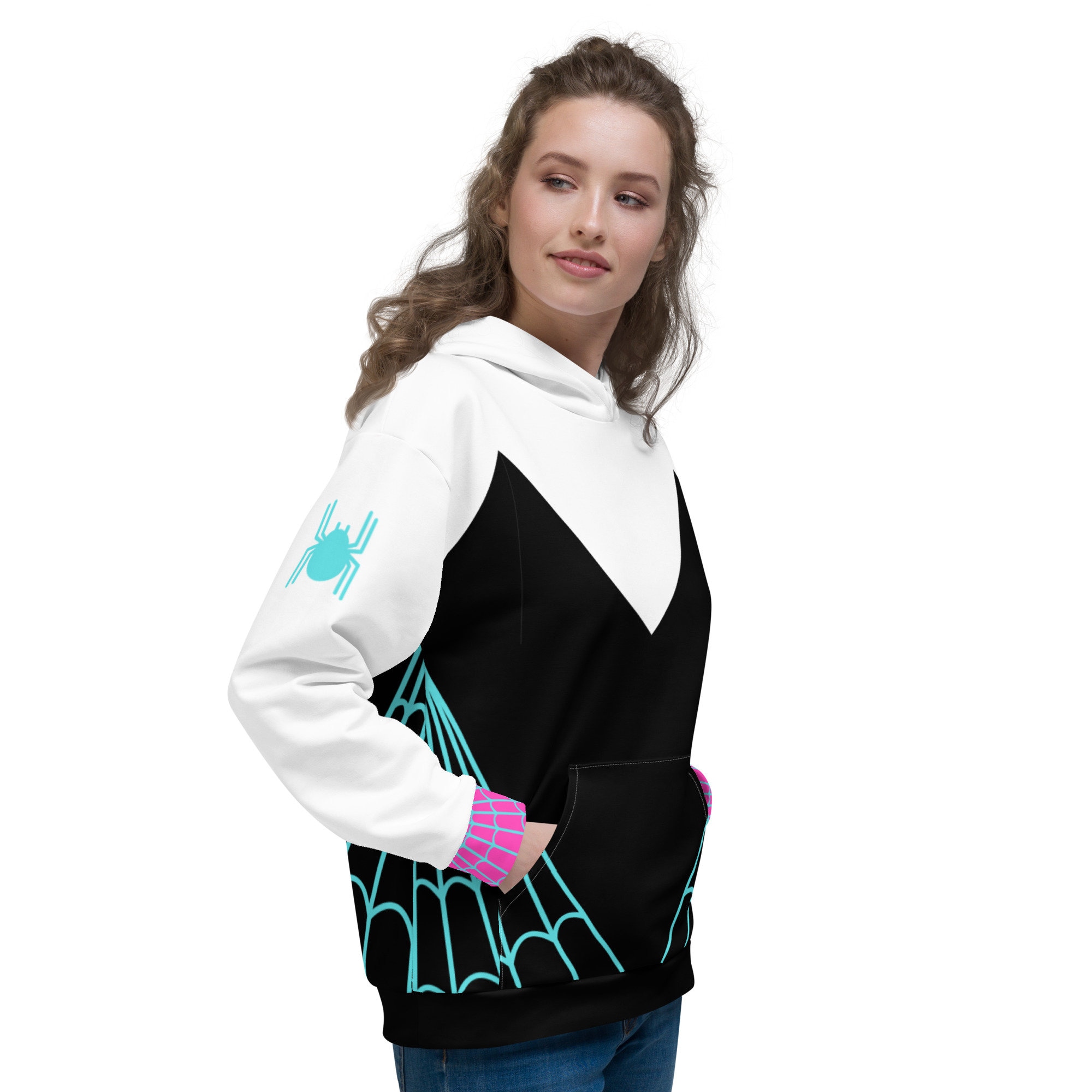 Felpa Con Cappuccio Marvel Spider-Gwen Ghost-Spider Per Bambina E Ragazza - In Pile Con Cerniera E Tasche