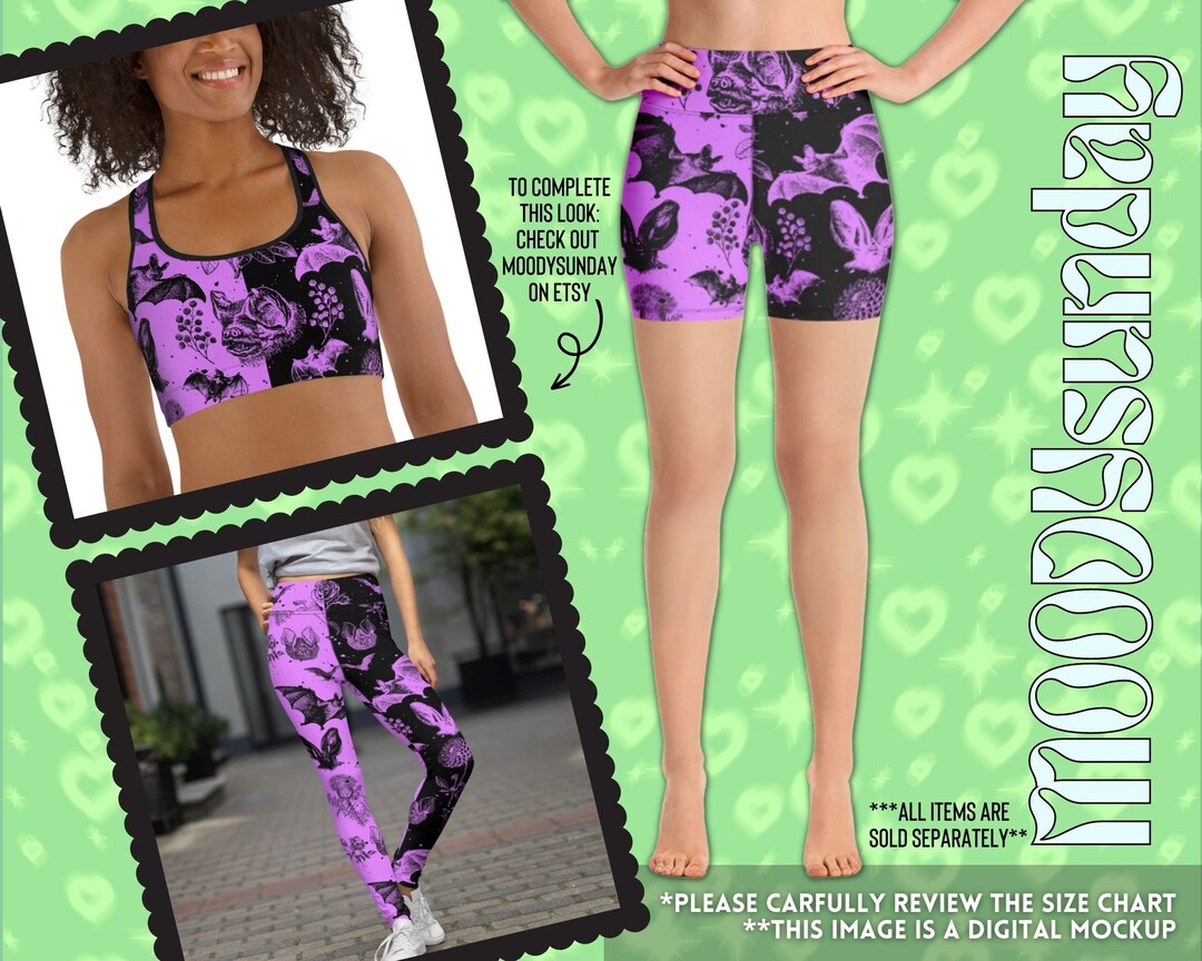 Bat Wings of Kawaii Magic Halloween Yoga Shorts