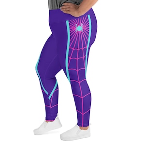 SPIDER GWEN Women&#39;s Plus Size Yoga Leggings, Spidergwen tights for adults, superhero costume bottoms, ladies spider costume, Spider Web pant