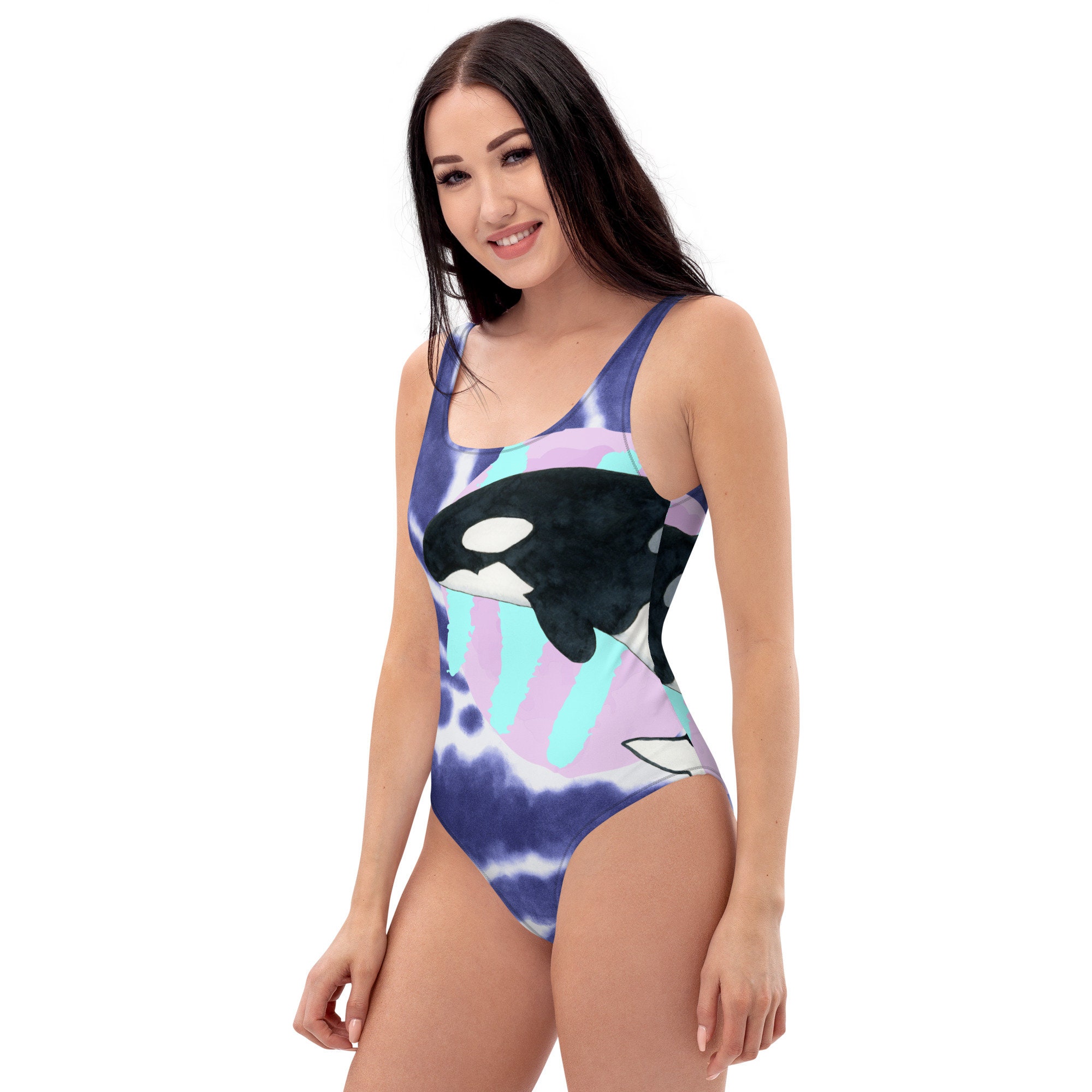 ORCA WHALE One-piece Swimsuit • Killer Whale Bikini • 90s