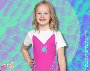 SPIDER GWEN Kids t-shirt Spidergwen shirt for girls, girls superhero costume, kids spider costume, Spider Gwen top for girls, t-shirt