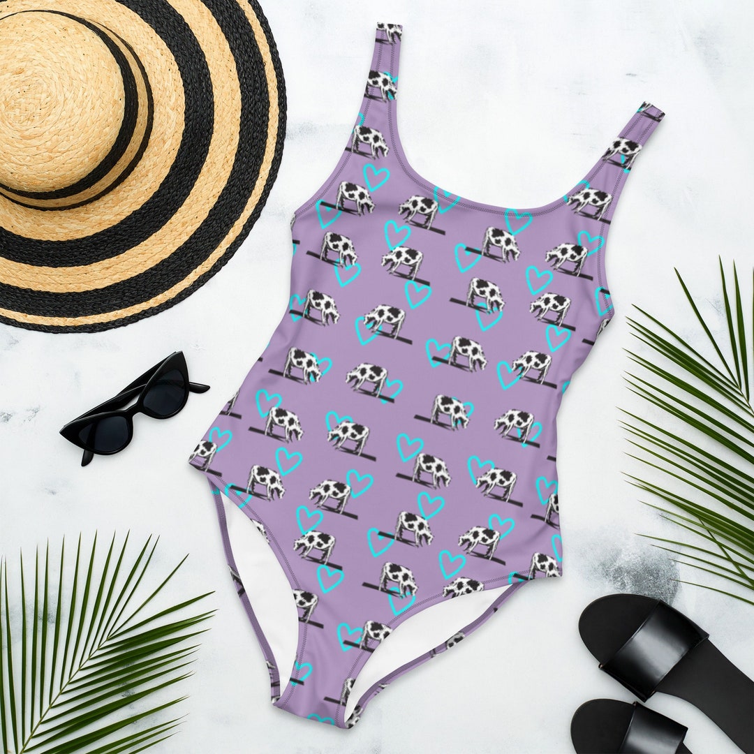 COW SWIMSUIT One-piece Swimsuit Farm Cow Swimming Costume - Etsy