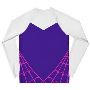 TEEN SIZED Spider Gwen Rash Guard, Spidergwen shirt for Teenager, girls superhero costume, Youth spider costume, Spider Gwen top for girls