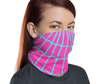 SPIDER GWEN STACY Neck Gaiter Pink Spider web face mask
