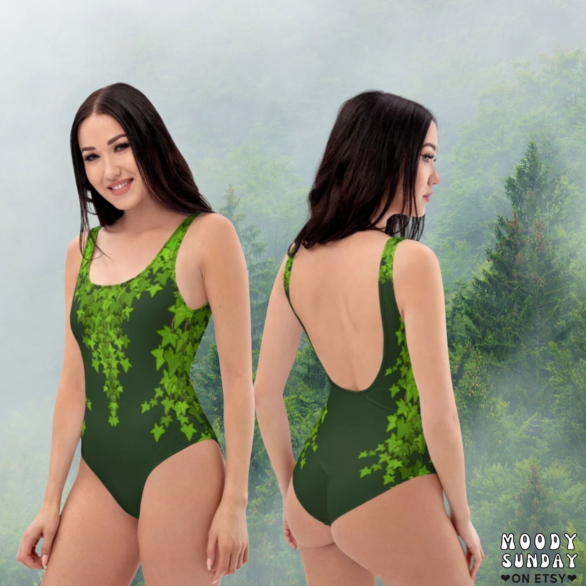 POISON IVY SWIMSUIT Onepiece Swimsuit Cosplay Forest Green Etsy
