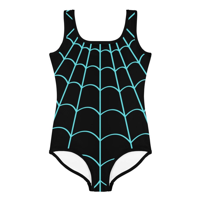 SPIDER GWEN STACY Inspired Kids Swimsuit Spider Girl One-Piece Swimsuit Black with Neon Spider Spidergwen superhero swimsuit, kids costume