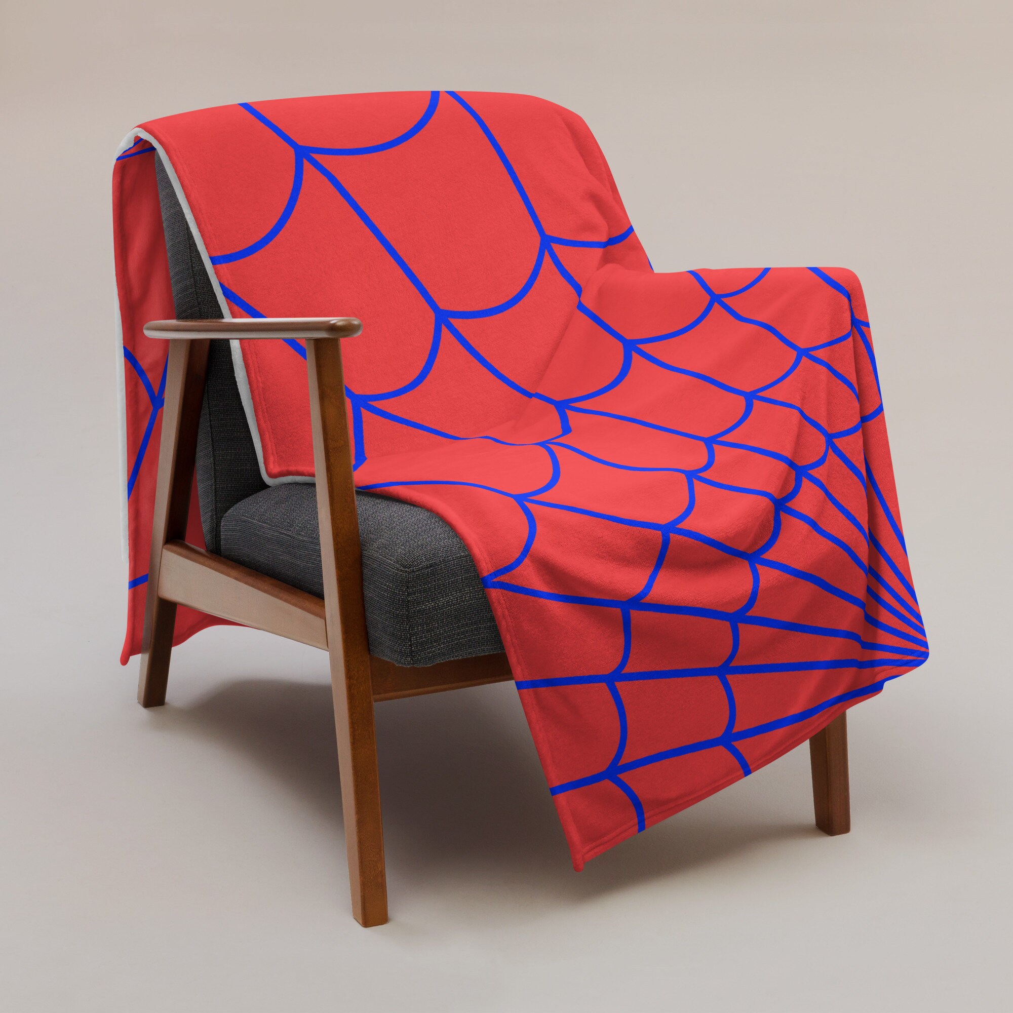 SPIDER WEB Throw Blanket Red and Blue Webbing, super hero accessories, cozy Blanket