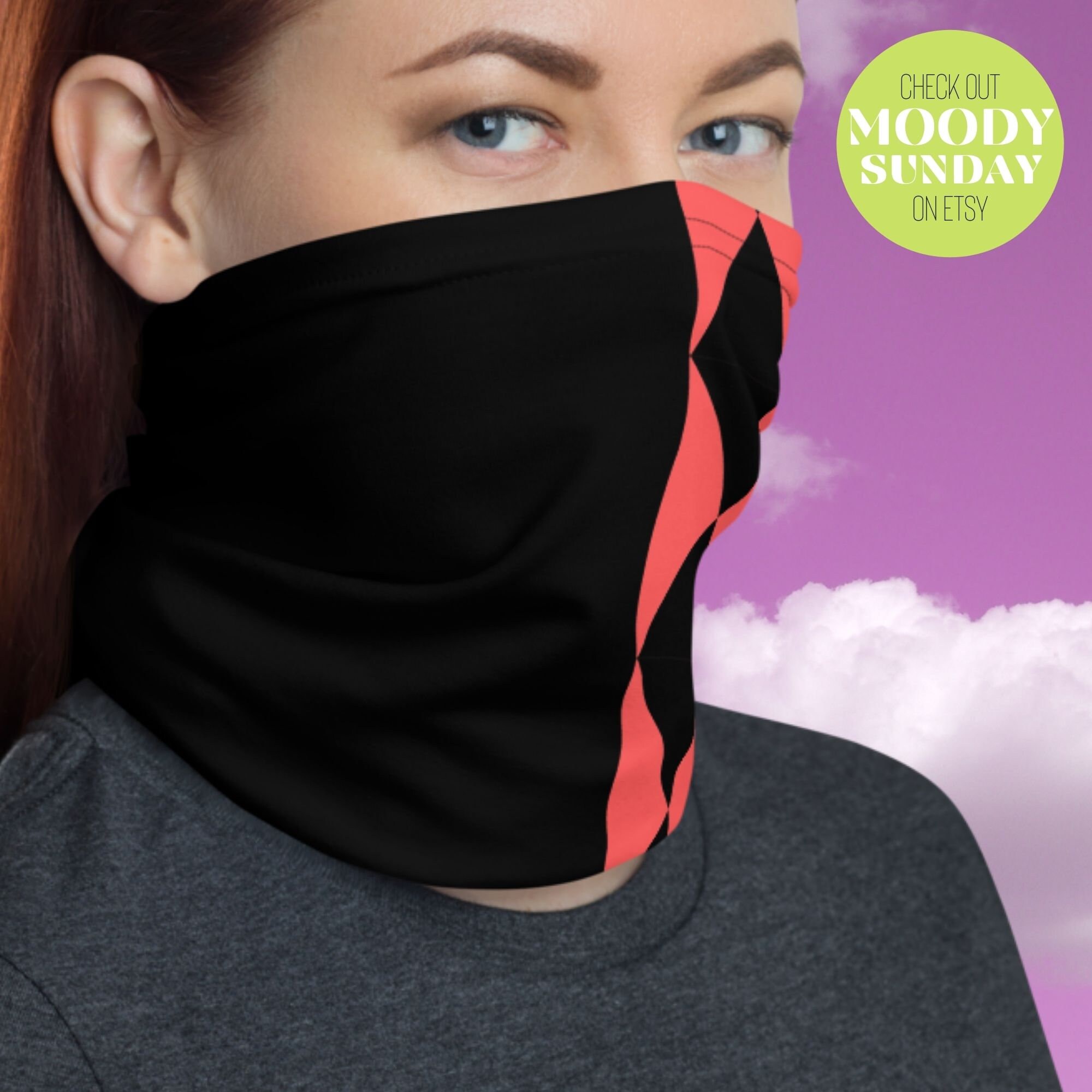 Harley Quinn Neck Gaiter DuRag w/built-in elastic HARLEY QUINN Neck Gaiter Face Mask Bat COSPLAY Harley  main image 3