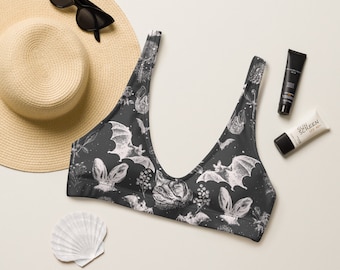 BAT BIKINI TOP, Recyled padded bikini top, rose, Indie Bathing Suit Women alt swimsuit alternative swimwear