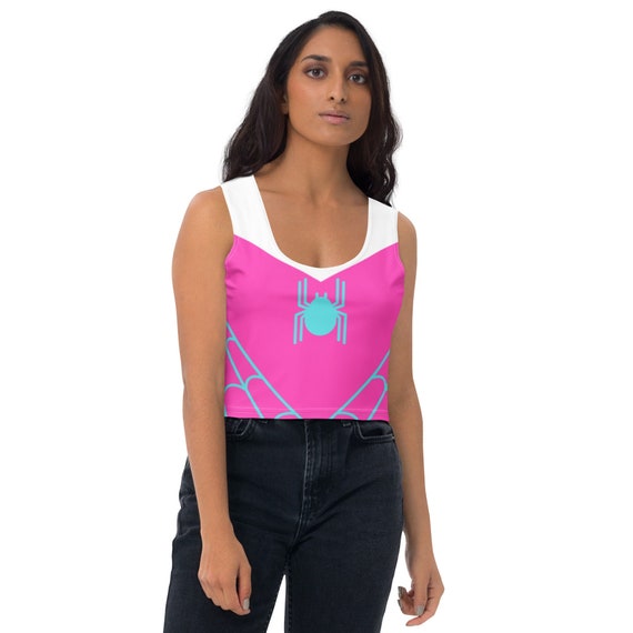 Maglia Canotta Marvel Spider-Gwen – Tank Top Donna Con Portrait Pink City Crouching - 5