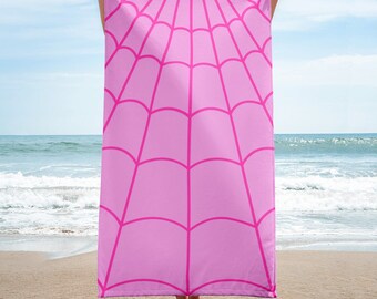 SPIDER WEB BEACH Towel Pink Webbing, super hero accessories, Pool Party Towel