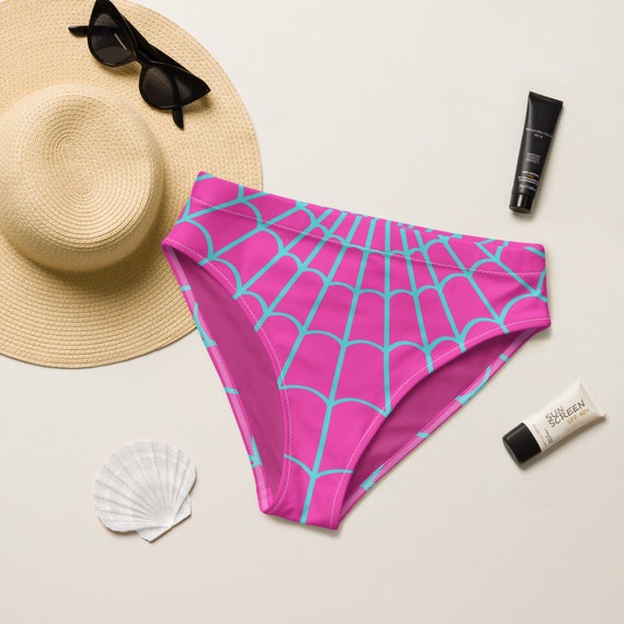 BOTTOMS ONLY Spider Gwen Stacy Stacey Inspired Recycled-high waisted bikini Spider Girl Swimsuit Cosplay Spidergwen Beach Pool wear Indie