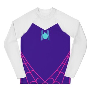 TEEN SIZED Spider Gwen Rash Guard, Spidergwen shirt for Teenager, girls superhero costume, Youth spider costume, Spider Gwen top for girls