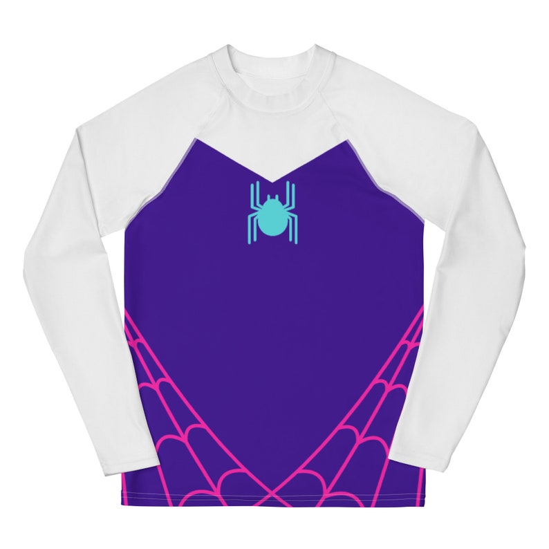 TEEN SIZED Spider Gwen Rash Guard, Spidergwen shirt for Teenager, girls superhero costume, Youth spider costume, Spider Gwen top for girls