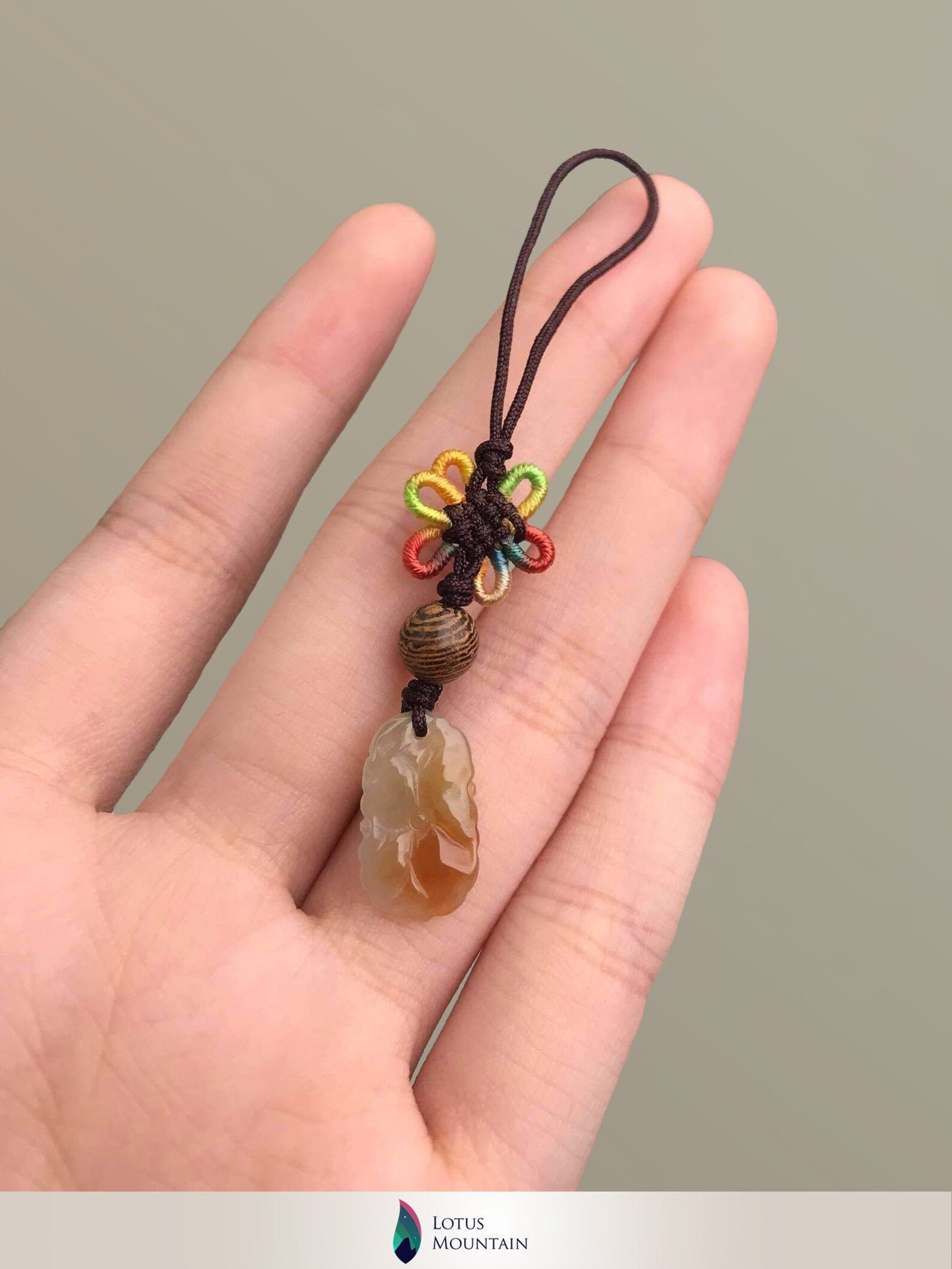 Natural Jade Lotus Leaf Phone Charm Grade A Yellow Red | Etsy