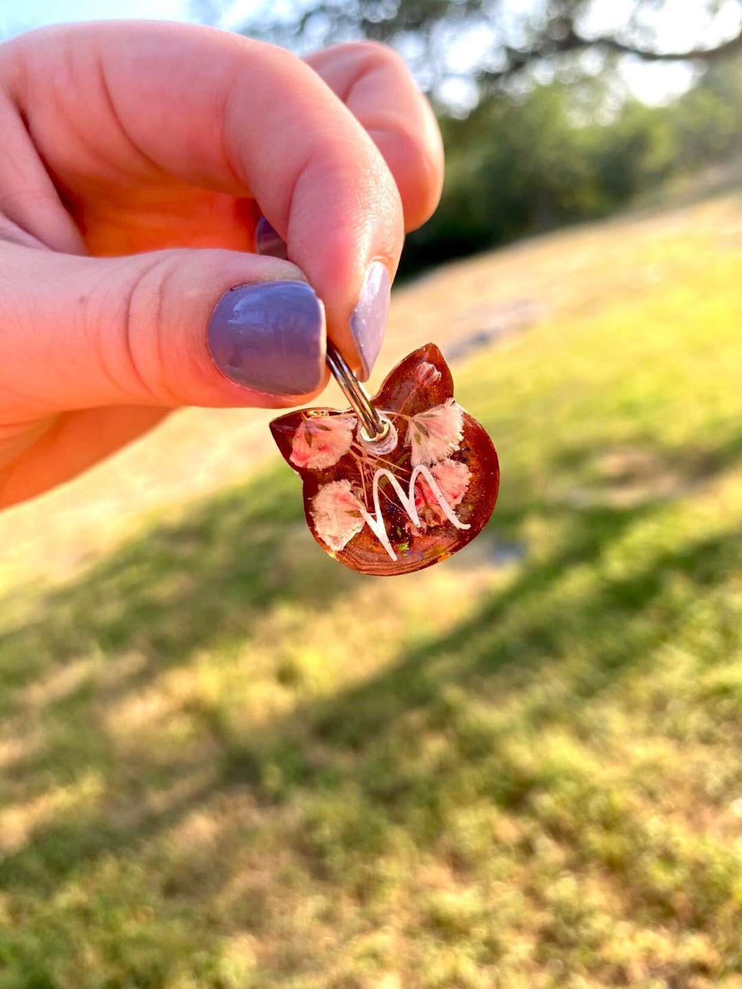 custom-pet-id-tags-real-pressed-flowers-dog-tags-cat-etsy