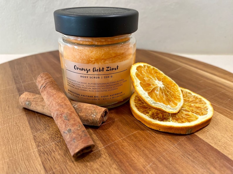 Body Sugar Scrub Orange Loves Cinnamon with shea butter image 1