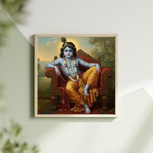 Radha Krishna Handmade Oil Painting – Spiritual Indian Wall Art | Hindu God Decor | Unique Gift for Home, Temple, or Housewarming