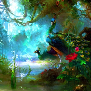 Custom Peacock Oil Painting | Vibrant Personalized Art Decor for Home & Office | Unique Gift Idea | Hand-Painted Peacock Wall Art Painting |