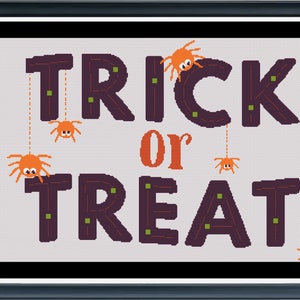 Trick or Treat Halloween Spider Cross Stitch pattern PDF