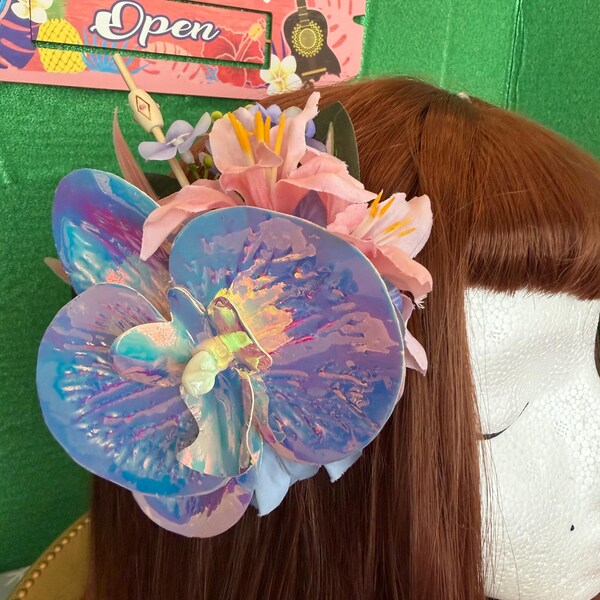 Iridescent Tropical Orchid Tiki Hair Flower Clip