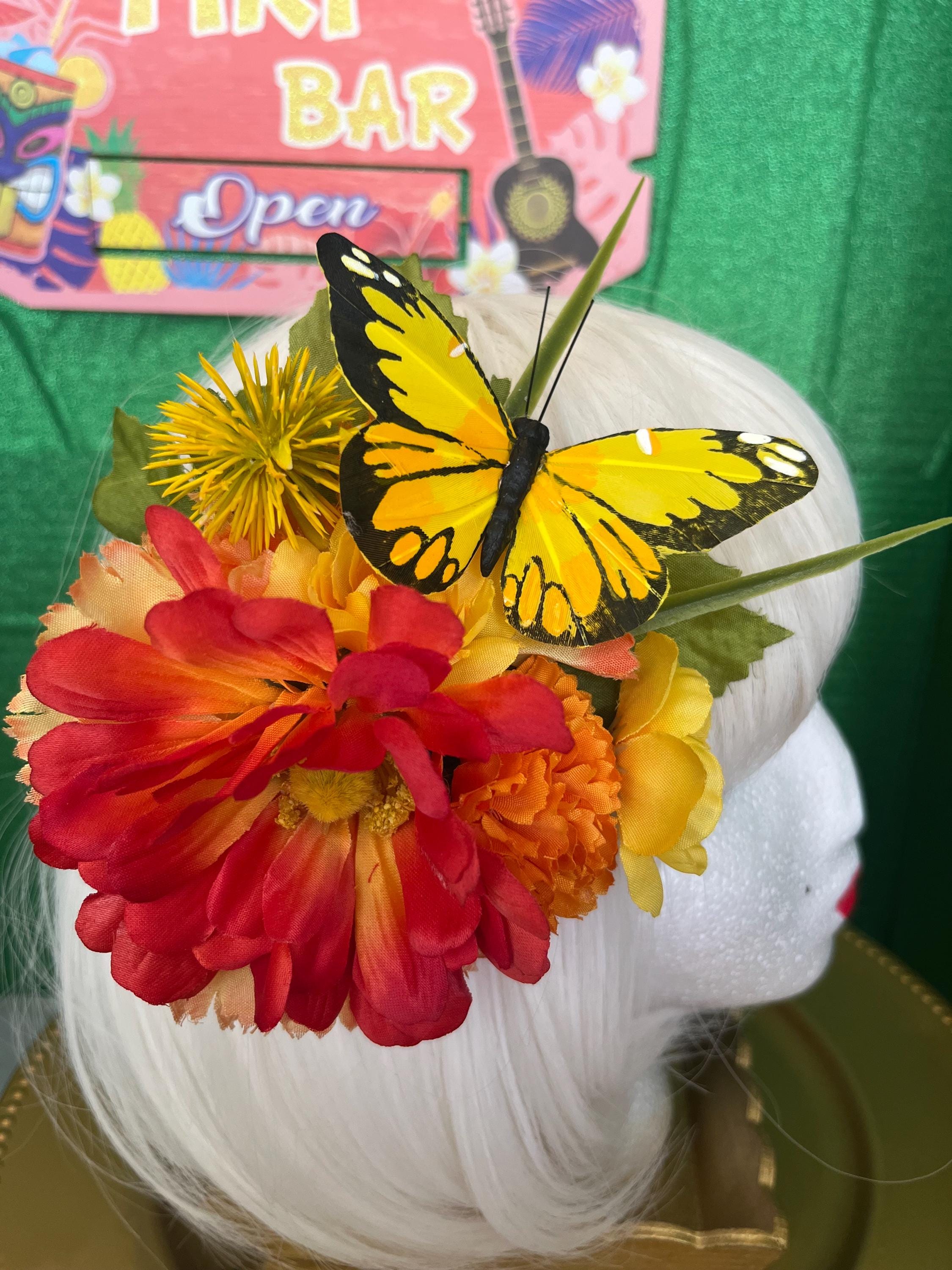 Women’s Decorative Pink Rose & Orange Butterfly Hat Hot Pink and Orange Hatinator - Etsy main image 4