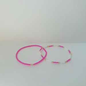 Pink and Gold Beaded Bracelet Set