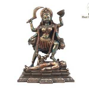 Estátua de Kali, Ídolo Kali de 8 &quot;de pé, Parvati Maa Murty, Ma Kalika com Shiva Murthi, Deusa Hindu Kaali para Destruição, Criação de Poder