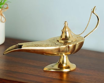 Messing Aladdin Lampe, 6 "Zoll, Vintage massive Messing Handgemachte Aladdin Magic Lamp, handgefertigte Aladdin Lampe Chirag, Aladdin Öllampe Hime Decor