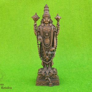 6.5&quot; Tirupati Balaji Statue in Copper, Lord Balaji Idol for New Home, Lord Vishnu Avatar Figurine, Shri Venkateswara murti Home Temple Pooja