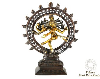12" messing Natraj-standbeeld, antiek bronzen afwerking messing dansende Shiva Nataraja Idols Shiva Natraja Murti Shiv Nataraj Hindu Lord of Dance-cadeaus