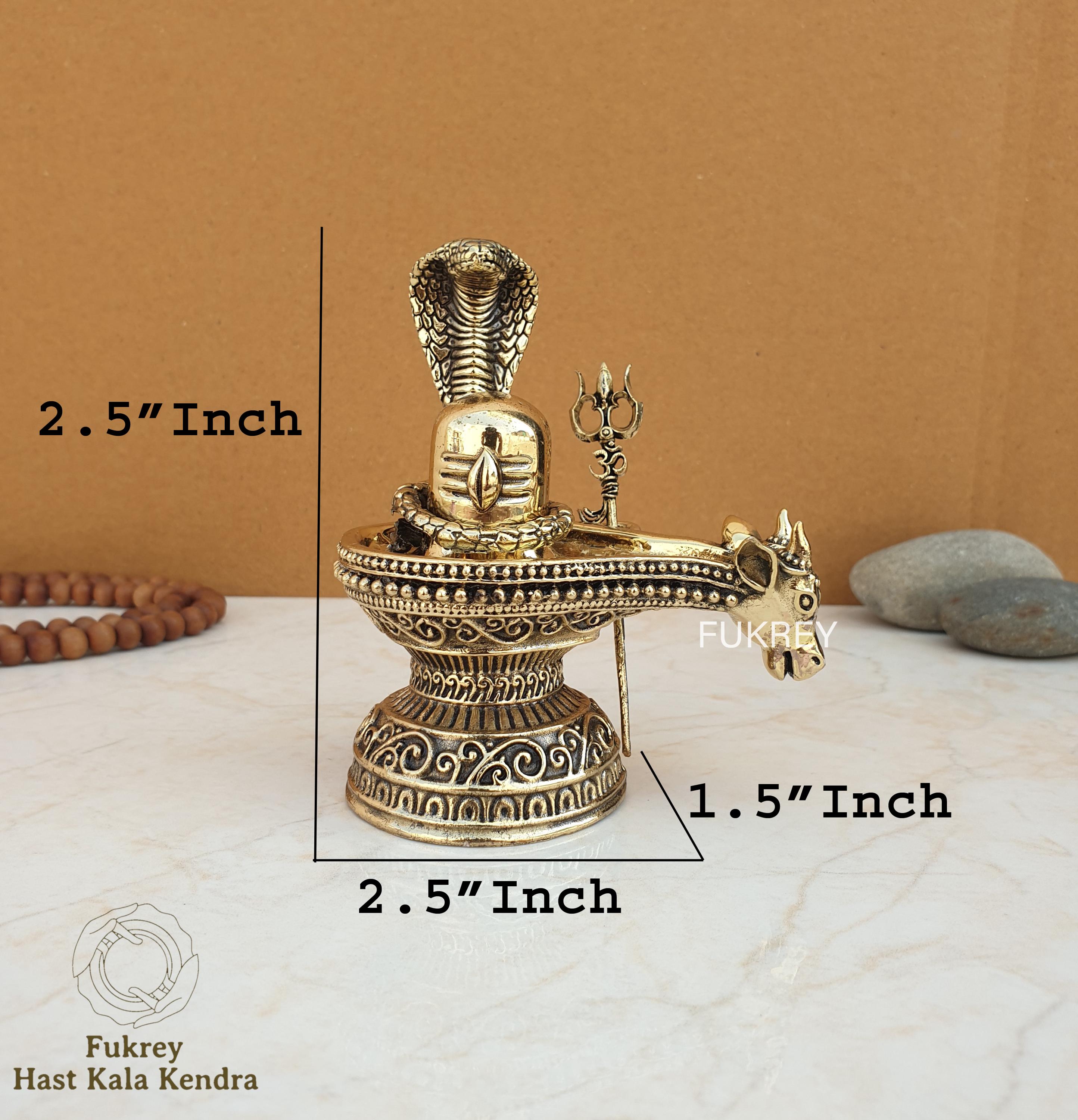 Shiva Lingam and Trishul シヴァ インド Superfine Brass Shiva Lingam With Trishul & Naga Shivling for