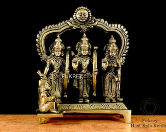 8.5" Brass Ram Darbar Statue, Big Brass Ramdarbar Statue, Rama Family Idol, Brass Ramdarbar Moorti, Ram-Darbar Statue, Shri Ram Darbar Murti